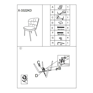 Krzesło LOSANNA Szare Zestaw 2 szt 58x60,5x85 cm